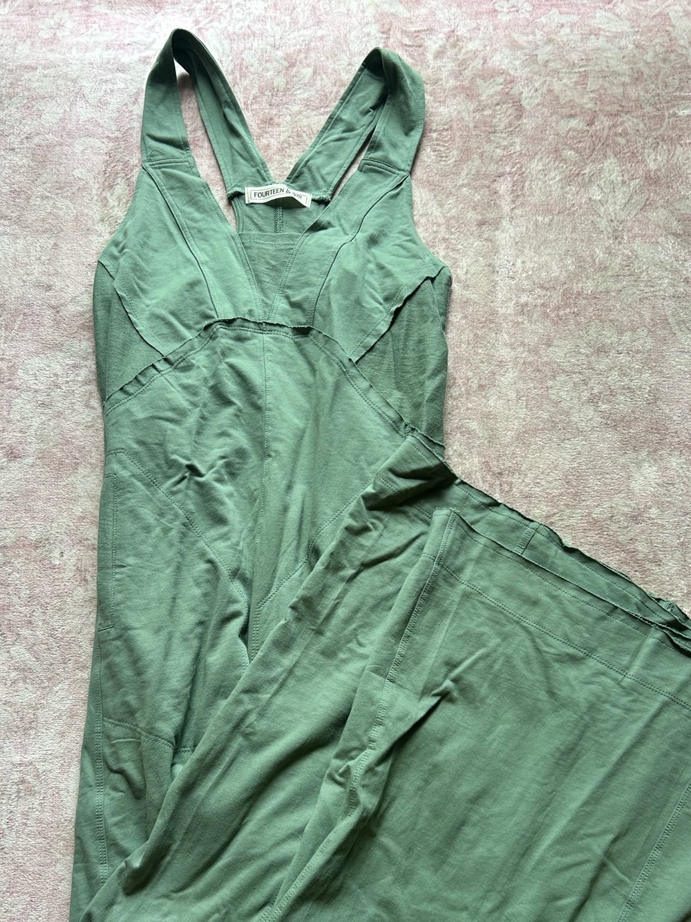 Lizard Thicket Olive Green Sleeveless V-Neck Maxi Jumpsuit